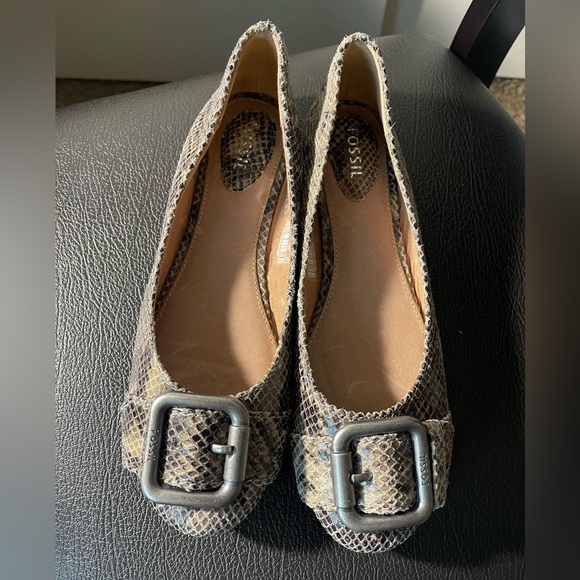 Fossil Shoes - Fossil Women's grey Snakeskin ballet flats